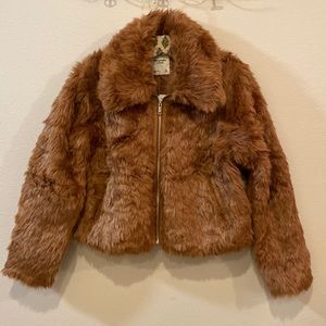 Abercrombie & Fitch Brown Faux Fur Jacket
